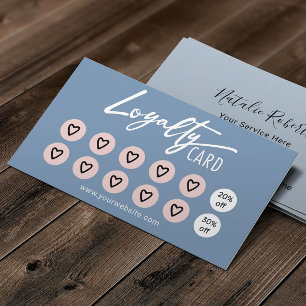 Tarjeta De Fidelización Pastel Blue & Pink Hearts Salón De Belleza Spa Lea