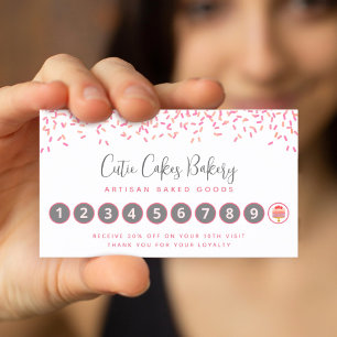 Tarjeta De Fidelización Pastel de panadería Coral Rosa Rocia Moda pasteler