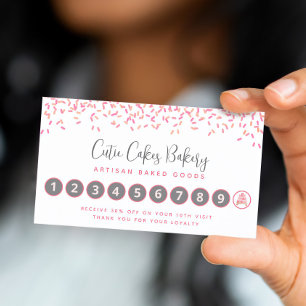 Tarjeta De Fidelización Pastel de panadería Rubor Rosado Rompía Moda paste