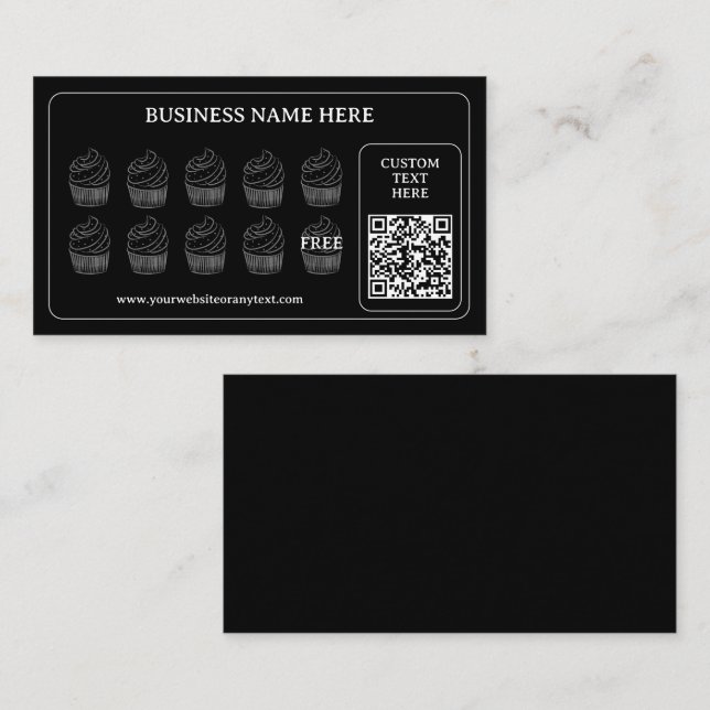 Tarjeta De Fidelización Pastel sencillo QR Código Panadería Café Regalo (Anverso / Reverso)
