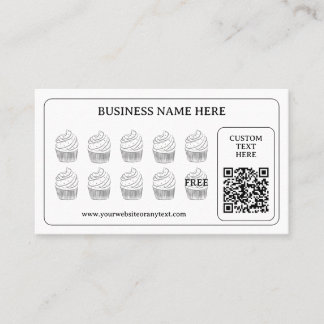 Tarjeta De Fidelización Pastel sencillo QR Código Panadería Café Regalo
