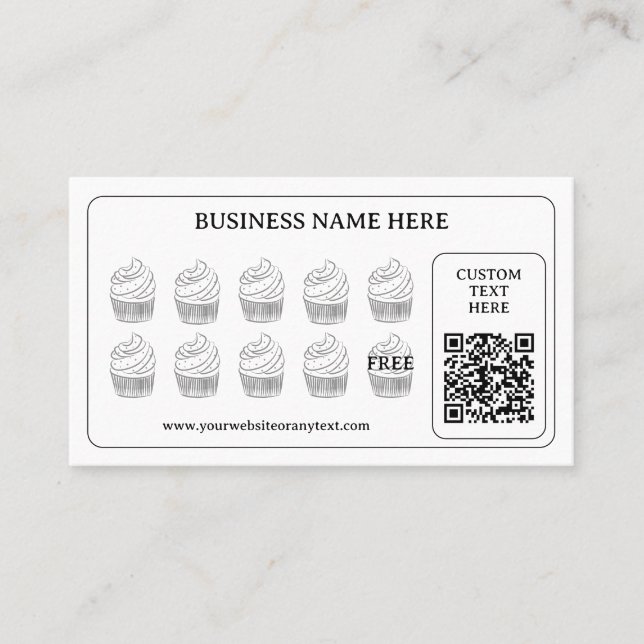 Tarjeta De Fidelización Pastel sencillo QR Código Panadería Café Regalo (Anverso)