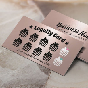Tarjeta De Fidelización Pastelitos dulces pastelería Rosa Lealtad de Oro