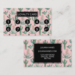 Tarjeta De Fidelización Patrón de acuarela de cactus y suculentos del desi