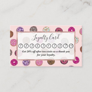 Tarjeta De Fidelización Patrón de acuarela de los Donuts de chispa rosada
