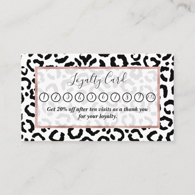 Tarjeta De Fidelización Patrón de impresión de animales del Leopardo Blanc (Anverso)
