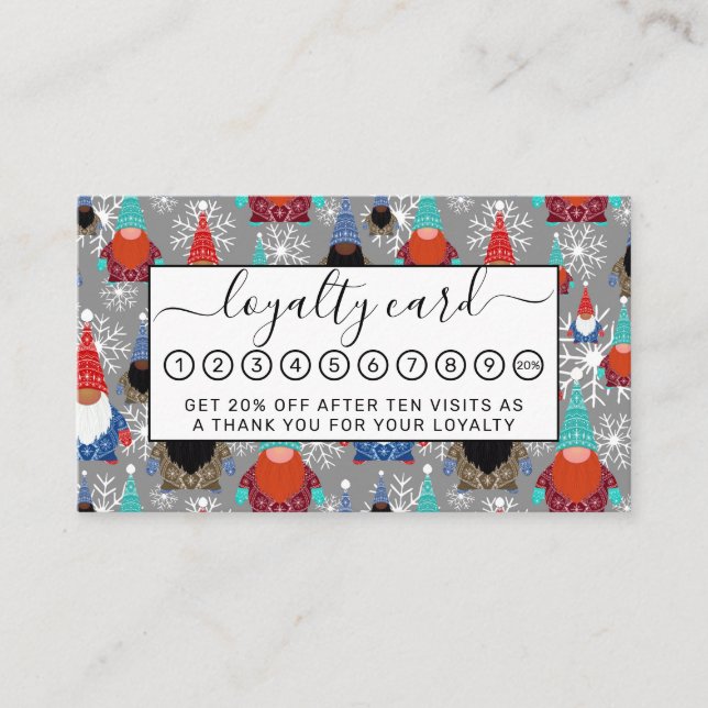 Tarjeta De Fidelización Patrón de Navidades de Ilustraciones de copo de ni (Anverso)