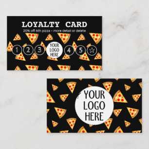 Tarjeta De Fidelización Patrón de pizzas Guay Pizzeria Tu logo negro