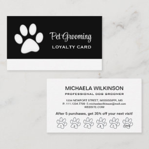 Tarjeta De Fidelización Paw de perro blanco en el servicio de Grooming de 
