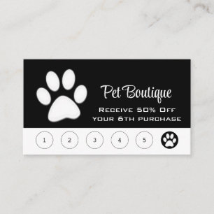 Tarjeta De Fidelización Paw de perro blanco en el servicio de Grooming de