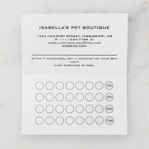 Tarjeta De Fidelización Paw de perro blanco en el servicio de Grooming de 