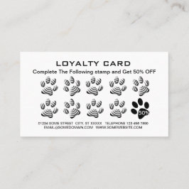 Tarjeta De Fidelización Paw de perro blanco en el servicio de Grooming de 