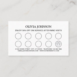 Tarjeta De Fidelización Paw de perro blanco en el servicio de Grooming de 