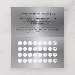 Tarjeta De Fidelización Paw de perro plateado sobre el Mascota negro Groom