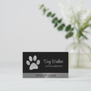Tarjeta De Fidelización Paw de perro plateado sobre el servicio de crecimi
