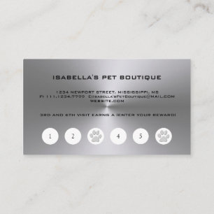 Tarjeta De Fidelización Paw de perro plateado sobre el servicio de crecimi
