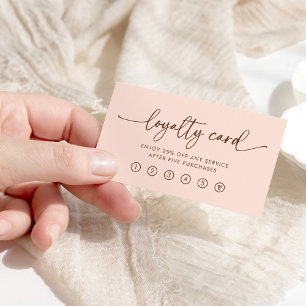 Tarjeta De Fidelización Peach Neutral y manuscrito moderno marrón