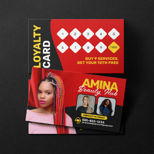 Tarjeta De Fidelización Peluquería Red Hair & Beauty Estilista de trenzas