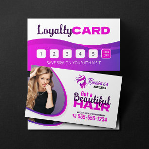 Tarjeta De Fidelización Peluquería Salón de Belleza Maquillaje Vibrante Pu