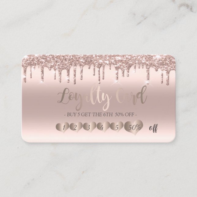 Tarjeta De Fidelización Perforaciones de Purpurinas Rosa de Moda moderna (Anverso)
