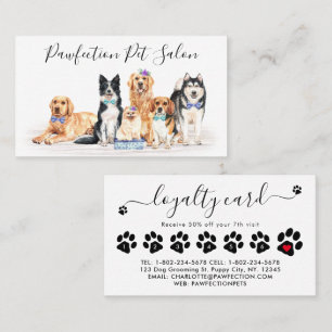 Tarjeta De Fidelización Perros Adorables Mascota Sitter Dog Groomer Busine