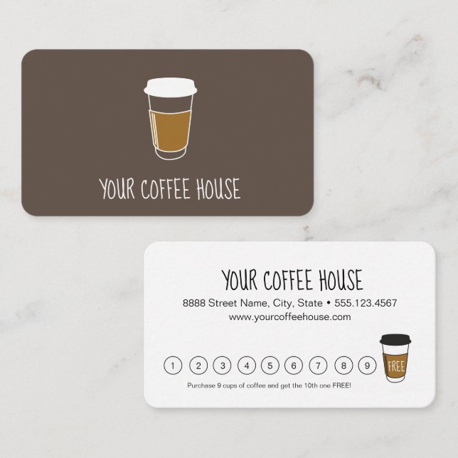 Tarjeta De Fidelización Personalizado café house (Anverso / Reverso)