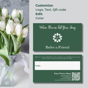 Tarjeta De Fidelización 🌼 Personalizado Florismo verde y blanco le da una