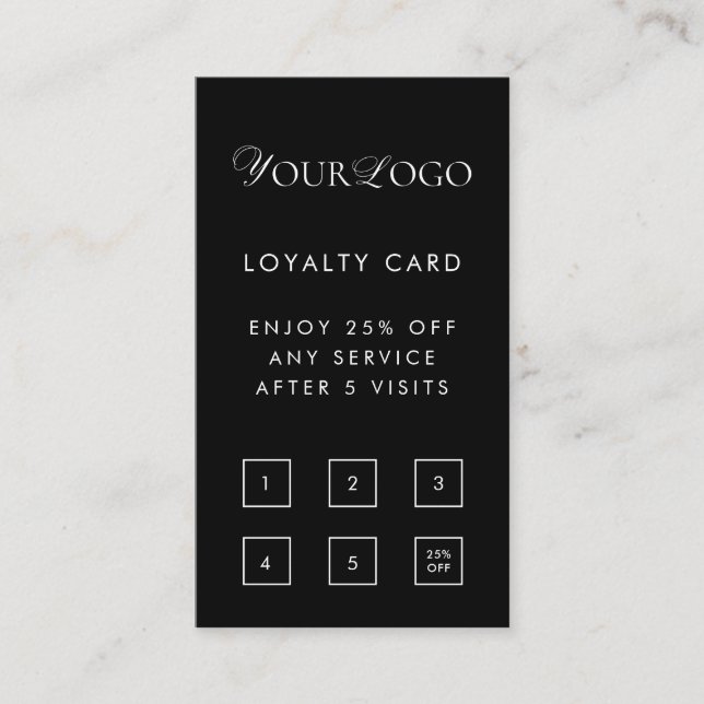 Tarjeta De Fidelización Personalizado negro logotipo de negocios delgado R (Anverso)