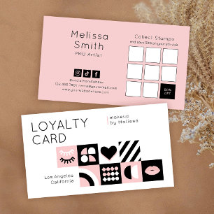 Tarjeta De Fidelización Pestañas de artista de maquillaje de rosa rubor co