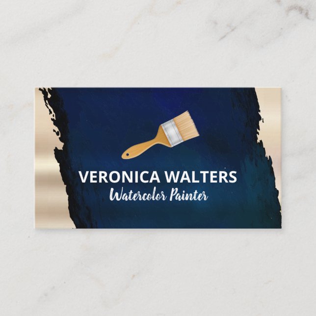 Tarjeta De Fidelización Pincel de pintura de artista | Relieve metalizado  (Anverso)