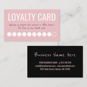 Tarjeta De Fidelización Pink Black White Ten Visita Lealty Punch Card