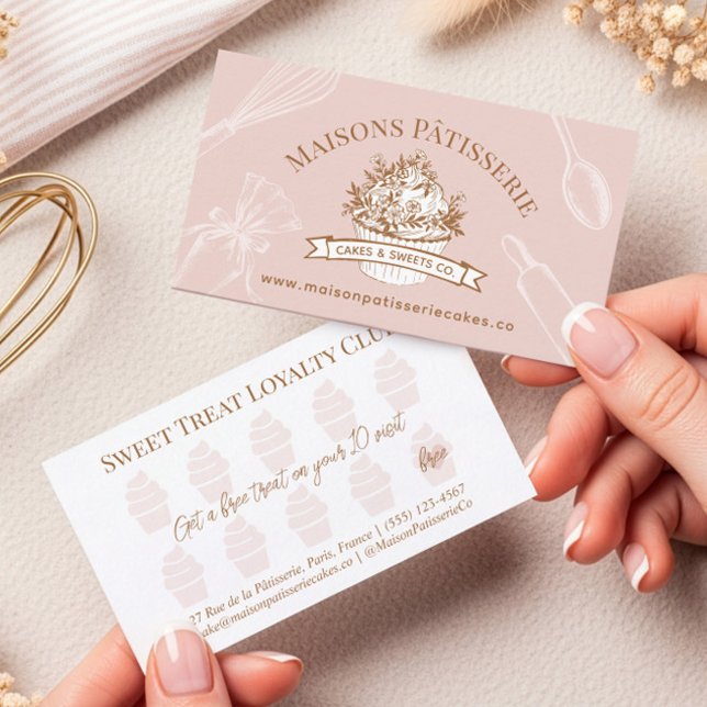 Tarjeta De Fidelización Pink Cupcake Pastry Chef Baking Utensils Bakery (Pink Cupcake Pastry Chef Baking Utensils Bakery Loyalty Card)