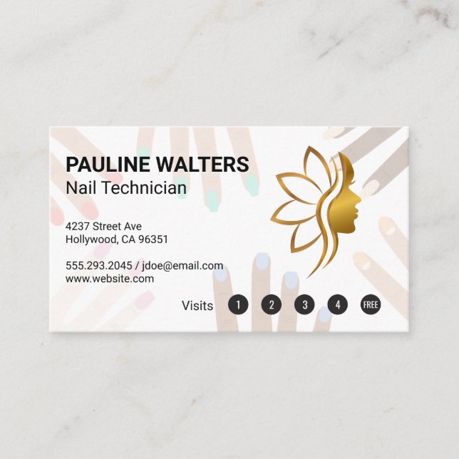 Tarjeta De Fidelización Pink Nail Polaco | Lealtad | Belleza (Anverso)