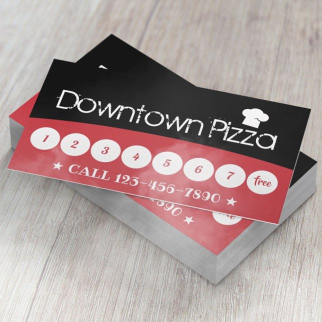 Tarjeta De Fidelización Pizza Pasta Restaurant Black & Red Loyalty (Subido por el creador)