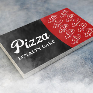 Tarjeta De Fidelización Pizza y Pasta Restaurant Lealtad Negra y Roja