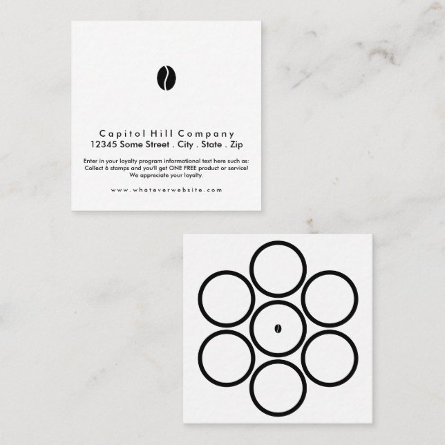 Tarjeta De Fidelización plaza de café del programa de lealtad (Anverso / Reverso)