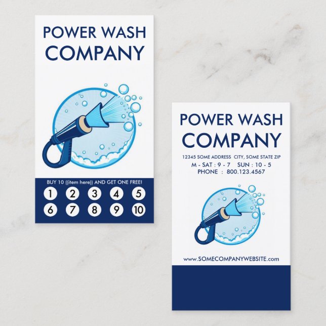 Tarjeta De Fidelización Power Wash Loyalty Punch Card (Anverso / Reverso)