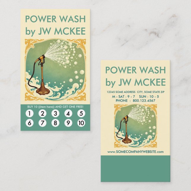 Tarjeta De Fidelización Power Wash Loyalty Punch Card (Anverso / Reverso)
