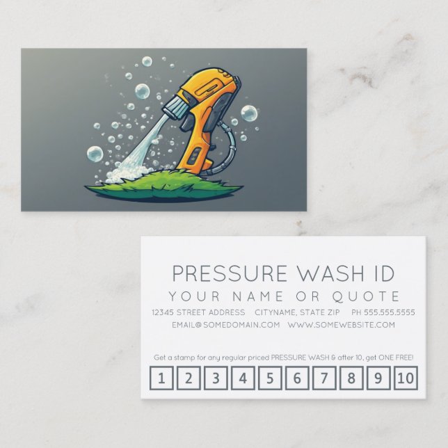Tarjeta De Fidelización PRESSURE WASHER customer loyalty punch card (Anverso / Reverso)