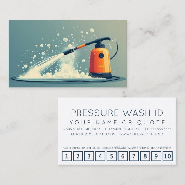 Tarjeta De Fidelización PRESSURE WASHER customer loyalty punch card (Anverso / Reverso)
