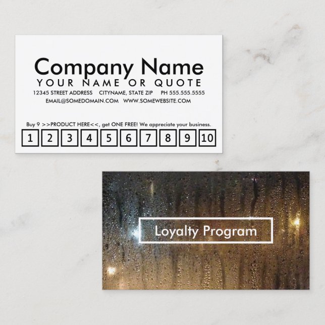 Tarjeta De Fidelización programa de la lealtad de la lluvia del otoño (Anverso / Reverso)