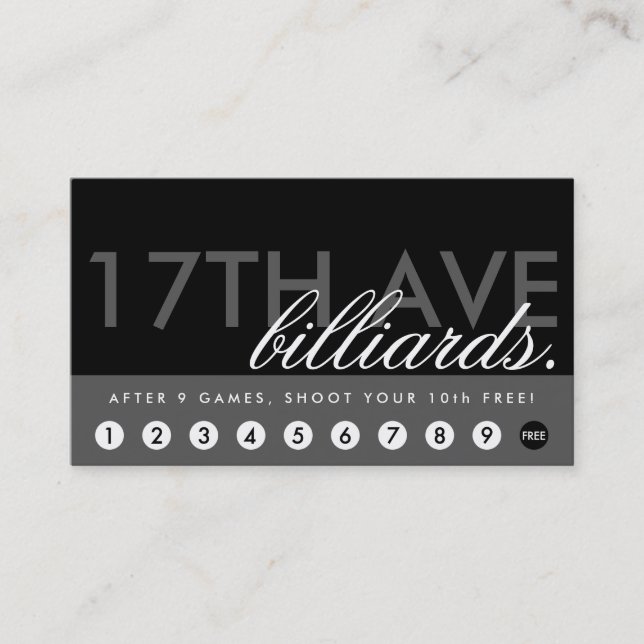 Tarjeta De Fidelización Programa de las recompensas de los BILLARES (Anverso)