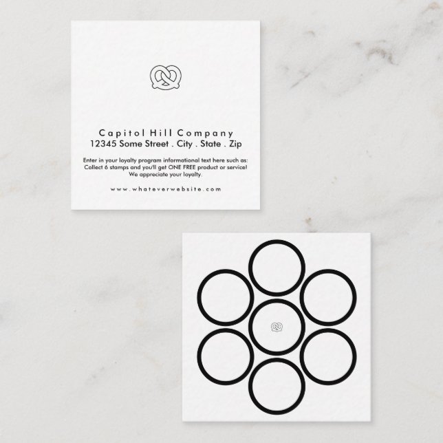 Tarjeta De Fidelización programa de lealtad soft pretzel square (Anverso / Reverso)