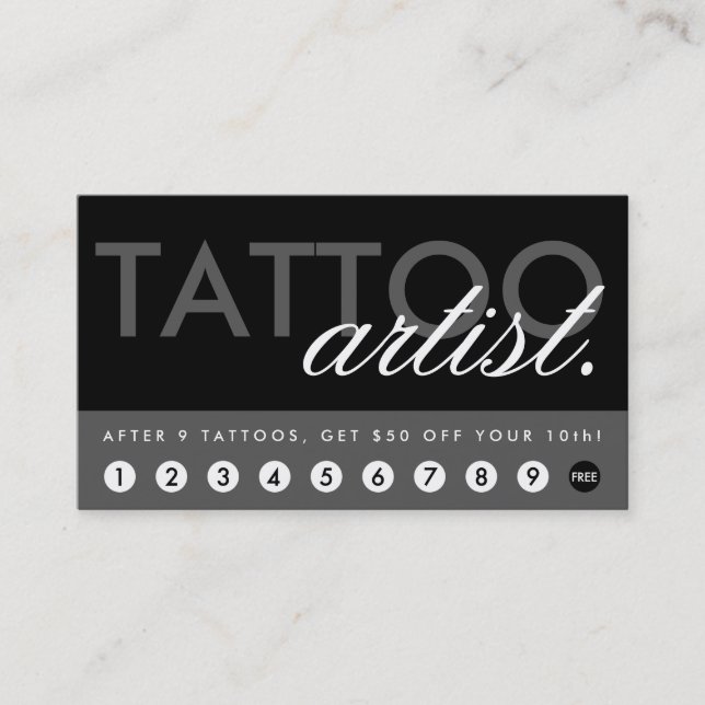Tarjeta De Fidelización programa de recompensas de artistas tatuajes (Anverso)
