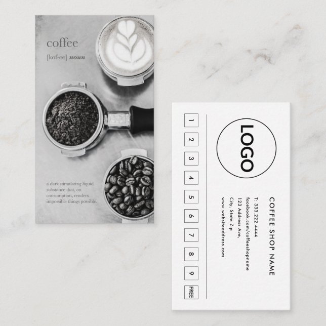 Tarjeta De Fidelización Programa simple de café con barista vintage (Anverso / Reverso)