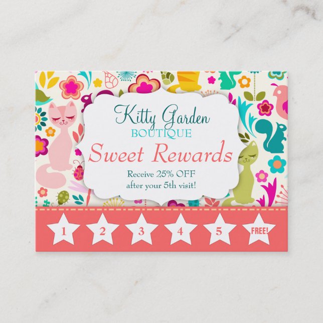 Tarjeta De Fidelización Promo de recompensas de Garden Kitty (Anverso)