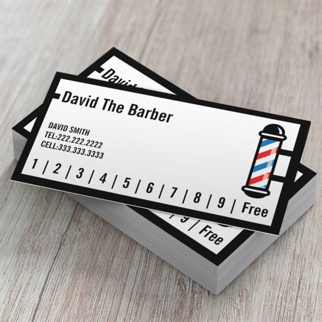 Tarjeta De Fidelización Puntuación de fidelidad de borde simple de barber  (Subido por el creador)