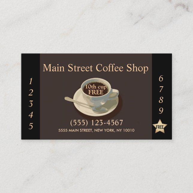 Tarjeta De Fidelización Puntuación de lealtad del cliente de Coffee Shop (Anverso)
