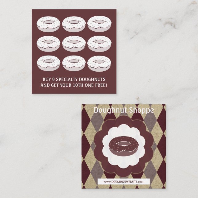 Tarjeta De Fidelización punzón de lealtad de diamantes de rosquero retro (Anverso / Reverso)
