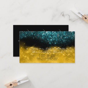 Tarjeta De Fidelización Purpurina azul verde azulado del oro del salón de